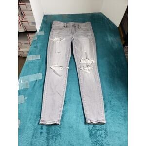 American Eagle Jeans Size 4 Short Womens Gray Stretch Pants Mid Rise Jegging